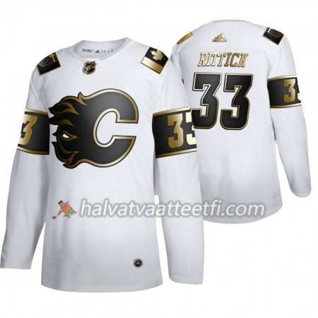Miesten NHL Calgary Flames Pelipaita David Rittich 33 Adidas 2019-20 Golden Edition Valkoinen Authentic